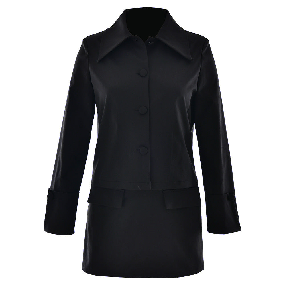 Damen Elegante Kurzjacke mit übergroßen Kragen und stilvollen Knopfdetails W&W Mode