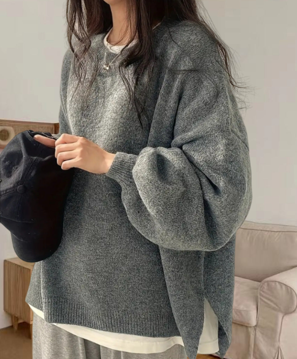Damen Oversized Strickpullover mit eleganten Puffärmeln und modernem Design W&W Mode