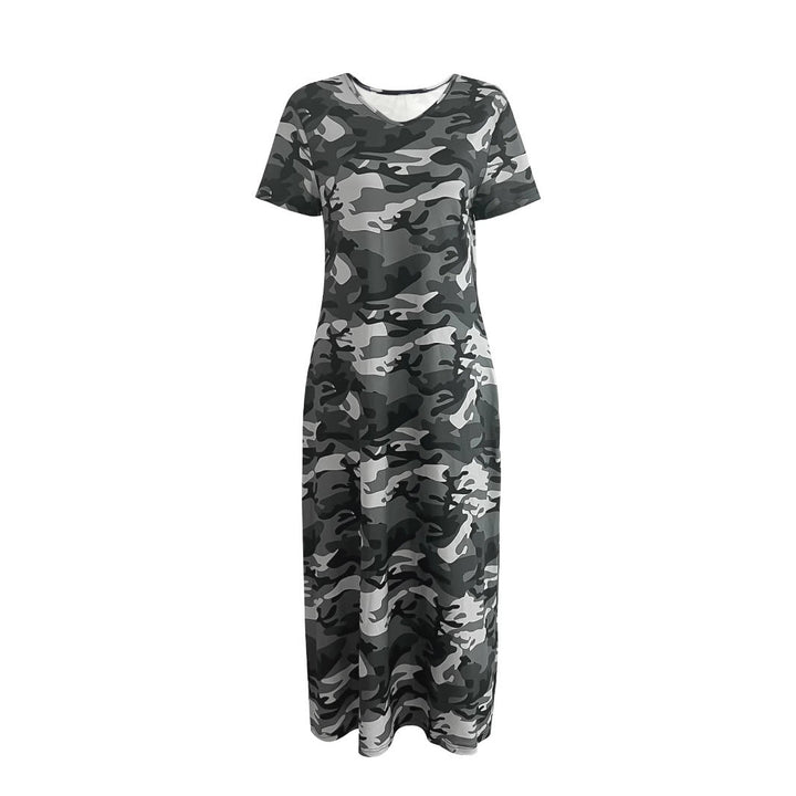 Damen Maxikleid mit lässigem Camouflage-Design und praktischen Taschen W&W Mode