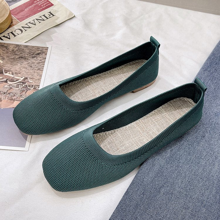 Damen Bequeme Slip-On Ballerinas mit atmungsaktiver Obermaterialstruktur W&W Mode