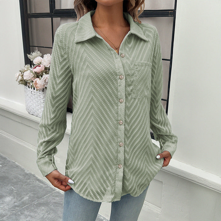 Damen Elegante Bluse mit transparenten Ärmeln und Knopfverschlüssen W&W Mode