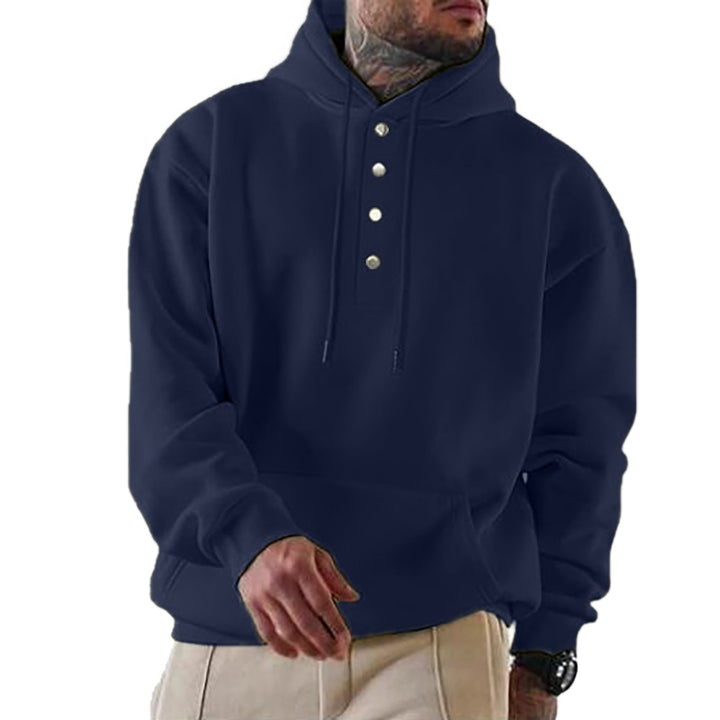Herren Kapuzenpullover mit Knopfleiste und XXL-Passform W&W Mode