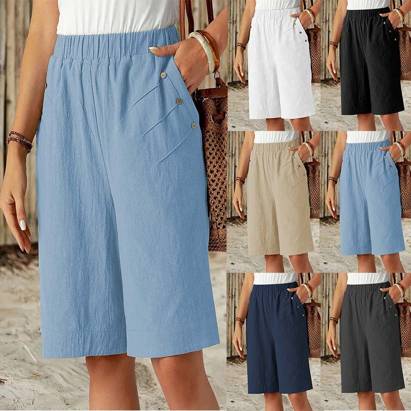 Damen lockere Sommer-Shorts mit elastischem Bund und praktischen Seitentaschen W&W Mode