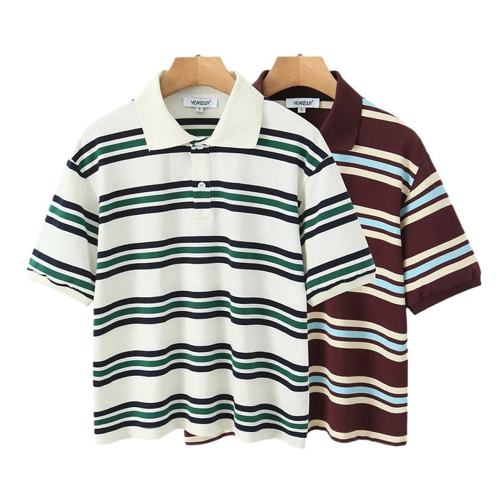 Herren Poloshirt mit modernem Streifenmuster und lässigem Schnitt W&W Mode