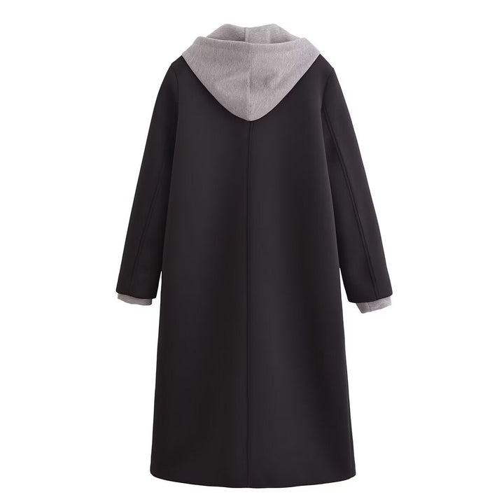 Damen modischer Übergangs-Mantel mit integriertem Kapuzenpullover W&W Mode