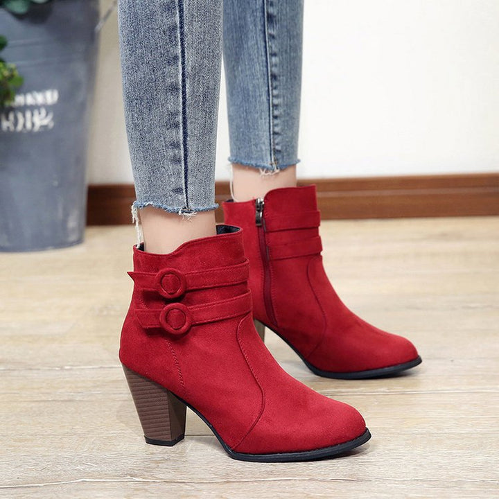 Damen Ankle-Boots mit dekorativen Riemen und elegantem Absatz W&W Mode