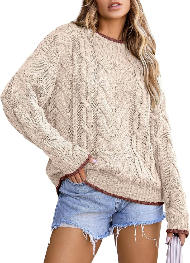 Damen Strickpullover mit grobem Zopfmuster W&W Mode
