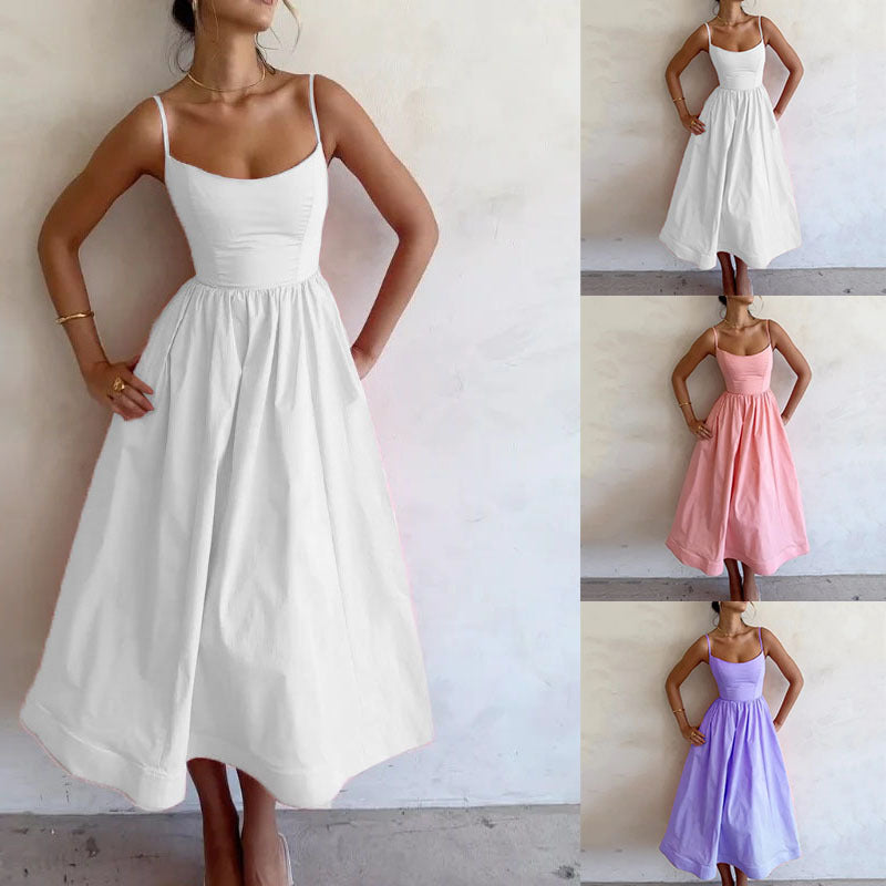 Damen Midi-Kleid mit tailliertem Oberteil und schwingendem Rock W&W Mode