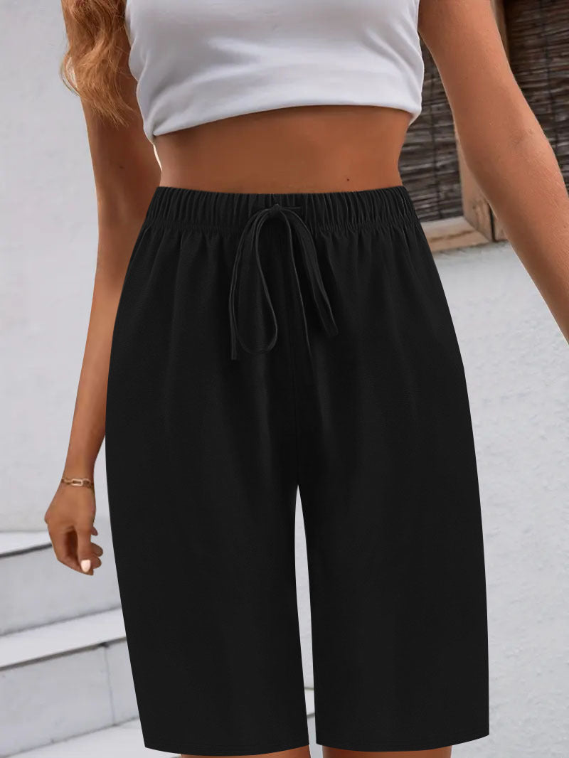 Damen sportive Bermuda-Shorts mit elastischem Bund und verstellbarem Kordelzug W&W Mode