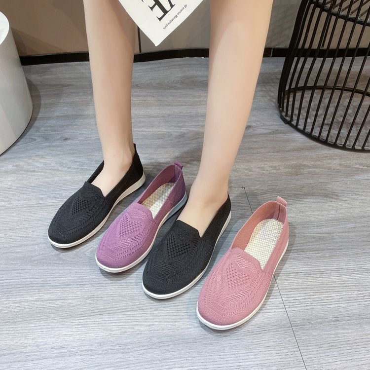 Damen bequeme Slip-On Sneakers mit atmungsaktiver Strick-Oberfläche W&W Mode