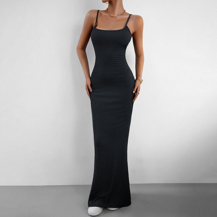 Damen figurbetontes Maxikleid mit schmalem Schnitt und Trägerdetails W&W Mode