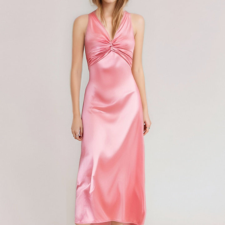 Damen elegantes Abendkleid mit tiefem V-Ausschnitt und figurbetontem Schnitt W&W Mode