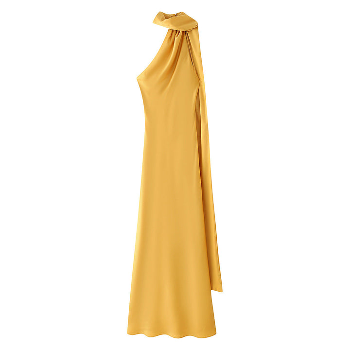 Damen elegantes Abendkleid mit einseitigem Cape und raffinierter Drapierung W&W Mode