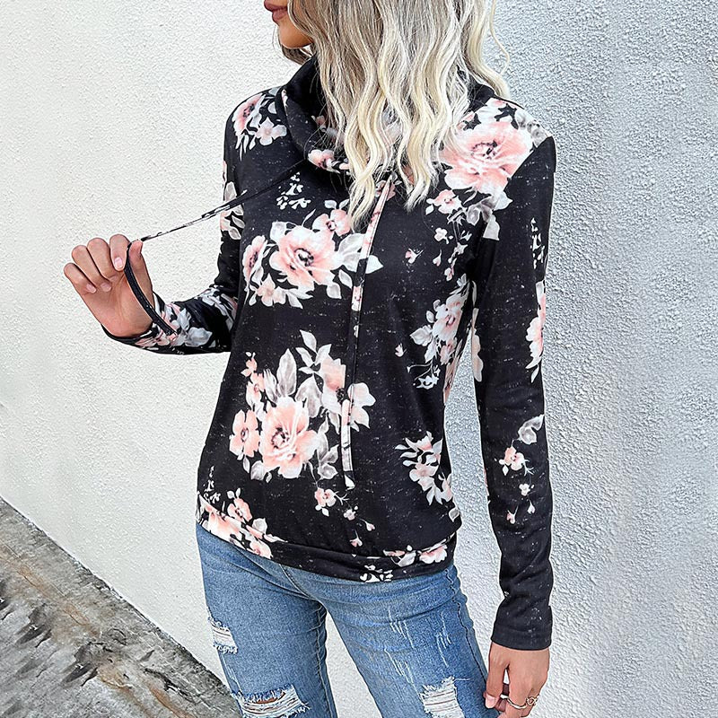 Damen Bluse mit floralem Design und modernem Hoody-Ausschnitt W&W Mode
