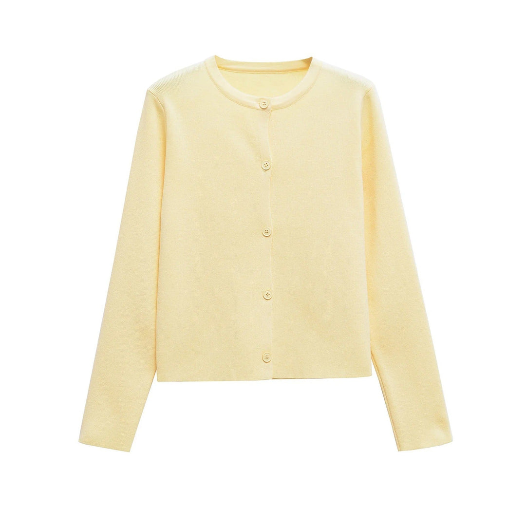 Damen Strickjacke mit knöpfbarem Design und elegantem Rundhalsausschnitt W&W Mode