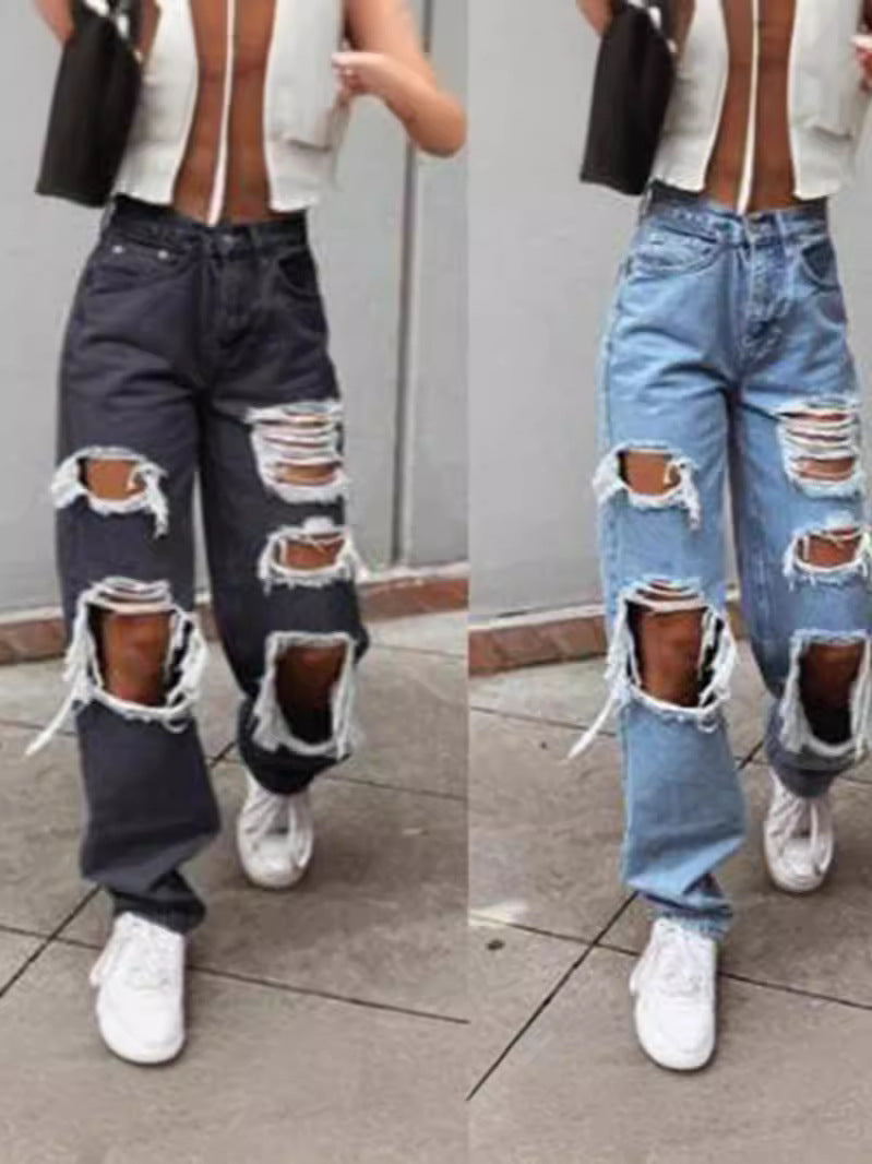 W&W Mode Damenjeans mit Rissen und Washed-Effekt