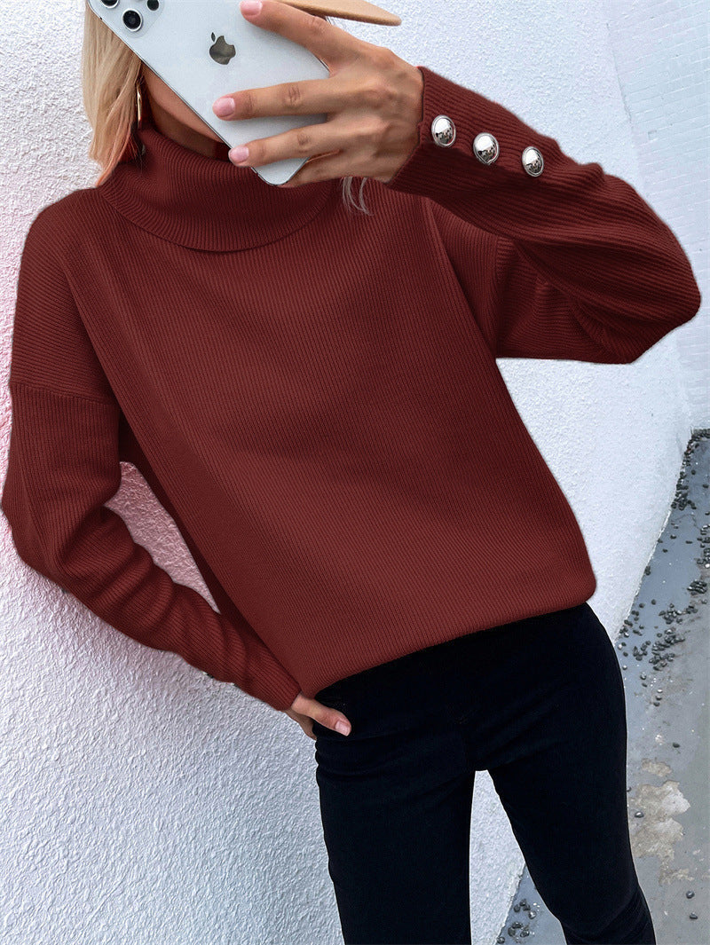 W&W Mode | Gestreifter Hoher Hals Strickpullover