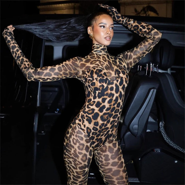 W&W Mode | Durchsichtiger Mesh-Leopardenprint-Body