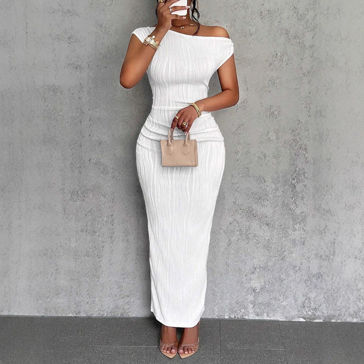 Damen Maxikleid mit asymmetrischem Schnitt und markanter Rippstruktur W&W Mode