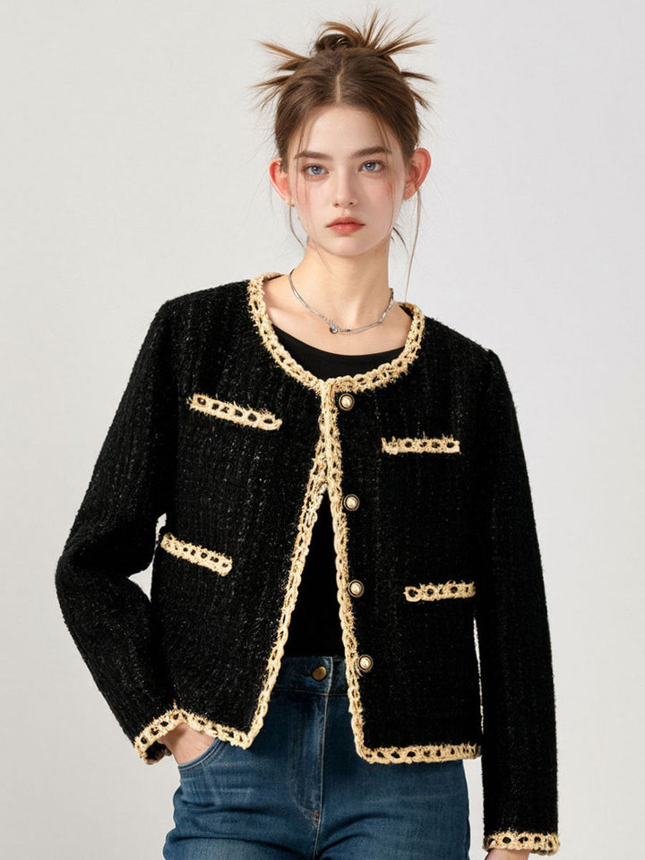 W&W Mode langärmelige Jacke mit geknöpftem Rundhalsausschnitt