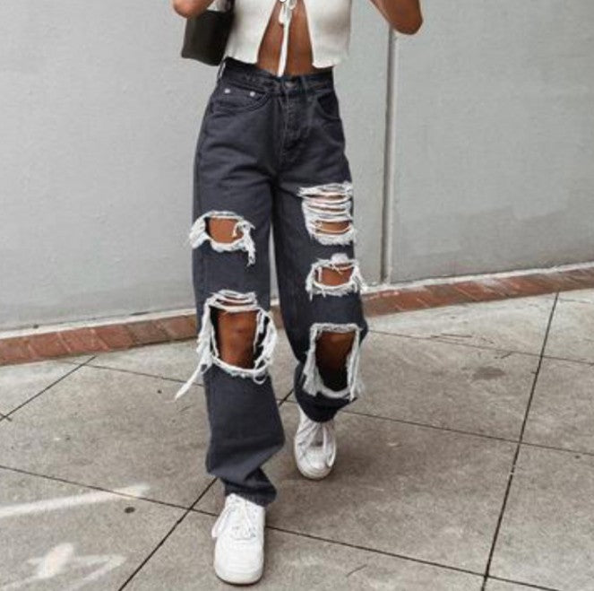 W&W Mode Damenjeans mit Rissen und Washed-Effekt