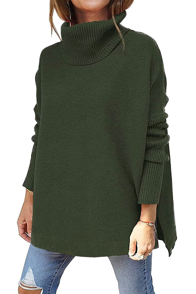 Damen oversize Rollkragenpullover mit strukturiertem Strickdesign W&W Mode