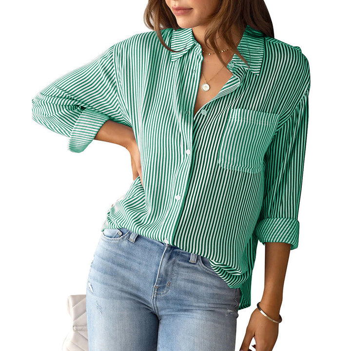 Damen lässige Hemdbluse mit feinen Streifen und lässigem Schnitt W&W Mode