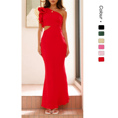 Damen Cocktailkleid mit asymmetrischem Schnitt und Rüschendetails W&W Mode