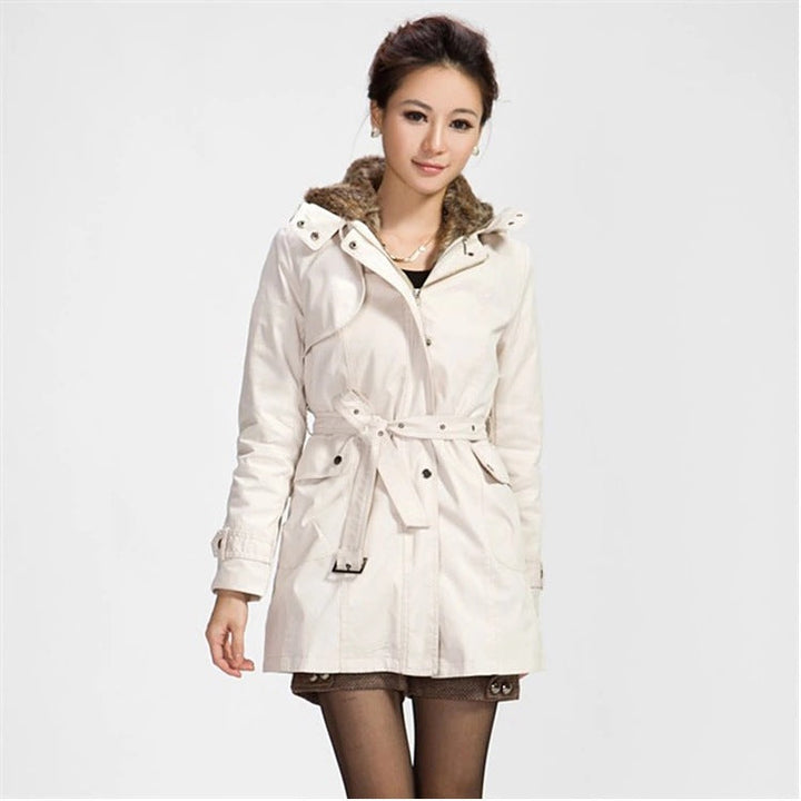 Damen Fleece-Winterjacke mit Reißverschluss und Taschen