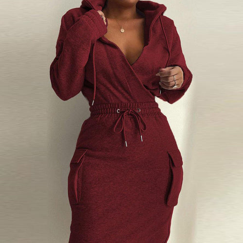 Damen Kapuzenkleid mit lässigem Schnitt und praktischen Taschen W&W Mode