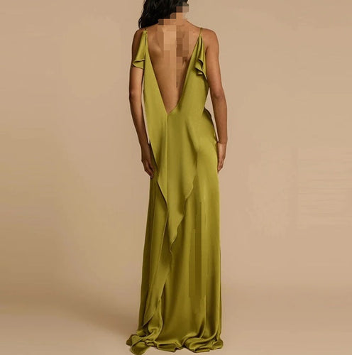 Damen Abendkleid mit tiefem Rückenausschnitt und eleganten Rüschendetails W&W Mode