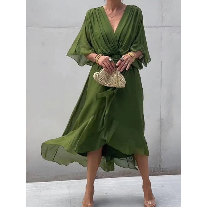 W&W Mode | Schnürung Batwing Ärmel Unregelmäßiges Kleid