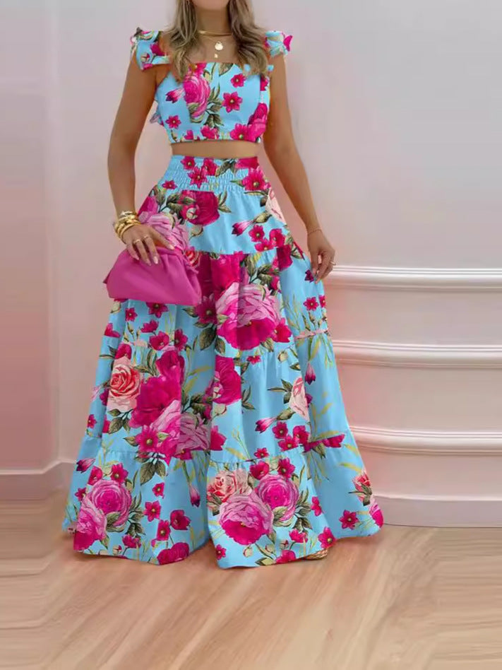 Damen Zweiteiliges Sommer-Outfit mit Volants W&W Mode