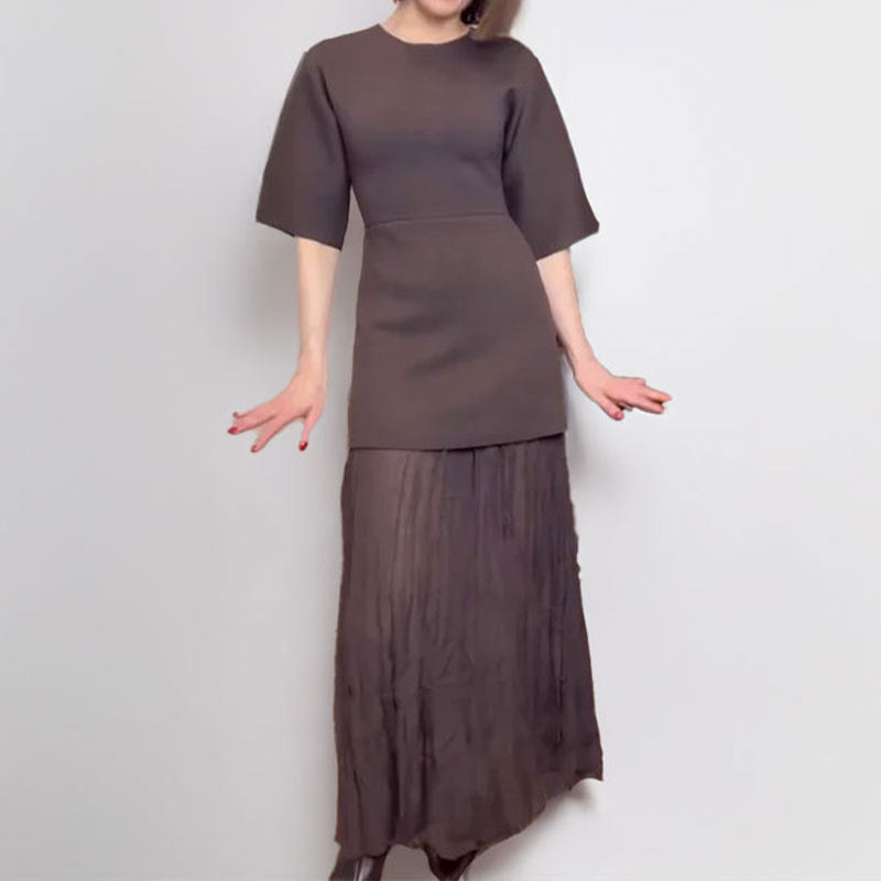 Damen Maxikleid mit elegantem Falten-Design und modernem Schnitt W&W Mode