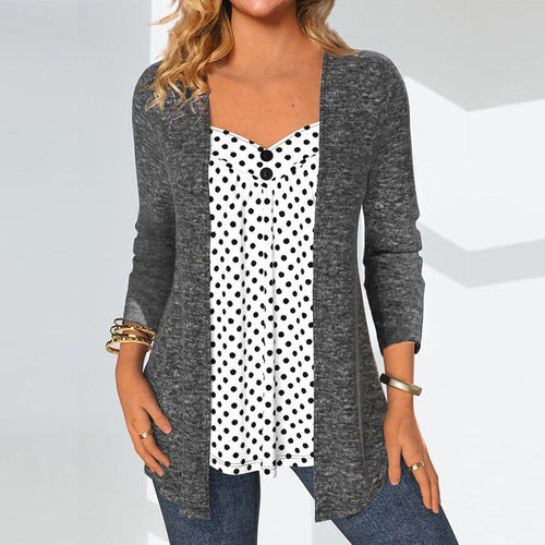 Damen Cardigan mit glänzender Oberfläche und lässigem Fall W&W Mode