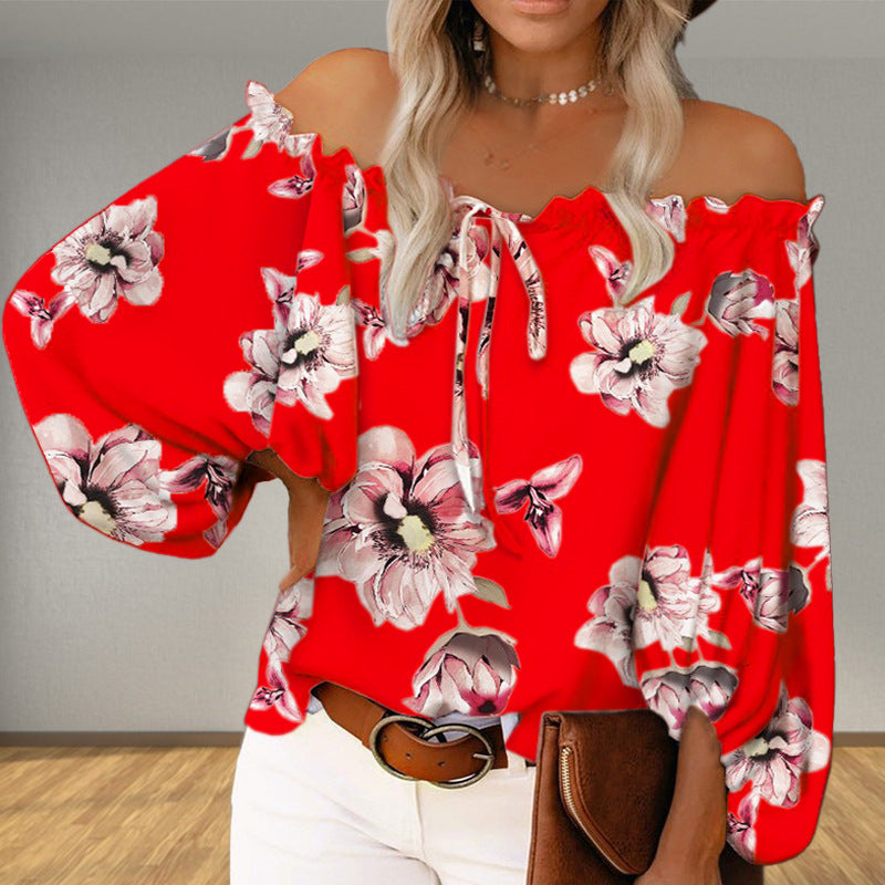 Damen Off-Shoulder-Bluse mit Blumenmuster W&W Mode