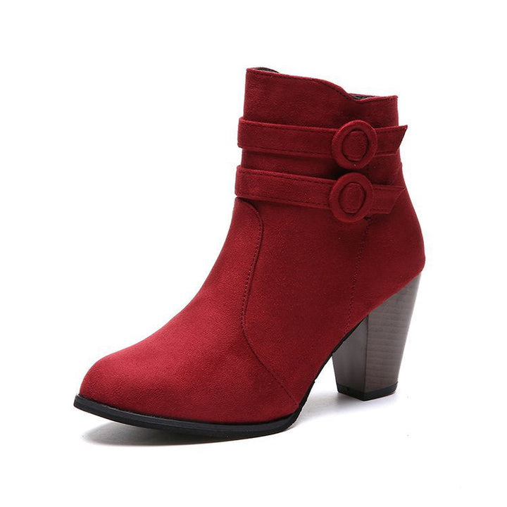 Damen Ankle-Boots mit dekorativen Riemen und elegantem Absatz W&W Mode