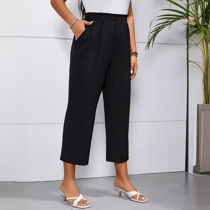 Damen Elegante und luftige Plisseehose mit elastischem Bund W&W Mode