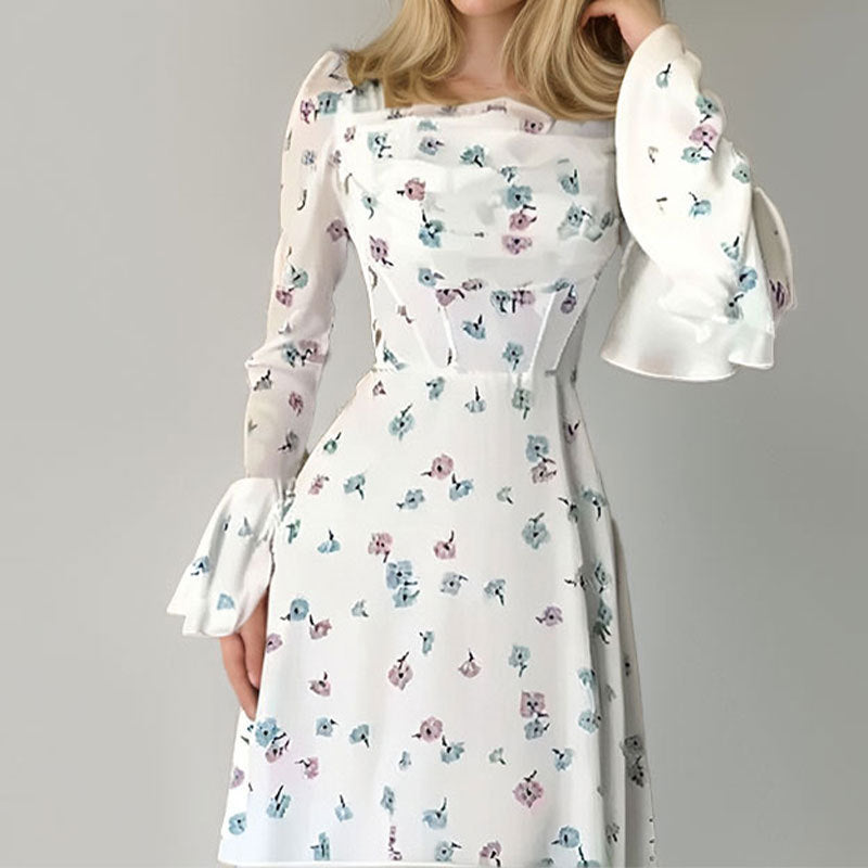Damen Langärmliges Blumenmaxikleid W&W Mode
