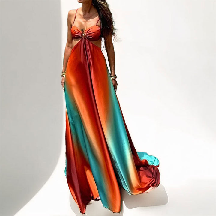 Damen Maxikleid mit innovativem Cut-Out-Design und farbverlaufendem Stoff W&W Mode