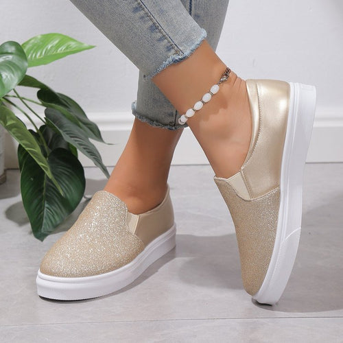 Damen Glitzer-Slip-On Sneakers W&W Mode