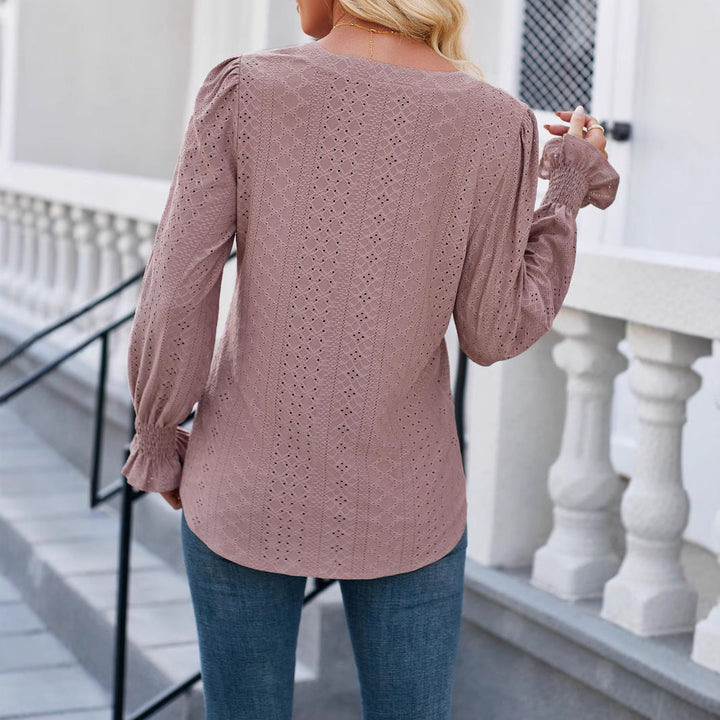 Damen Bluse mit elegantem Lochmuster und lässigem Schnitt W&W Mode