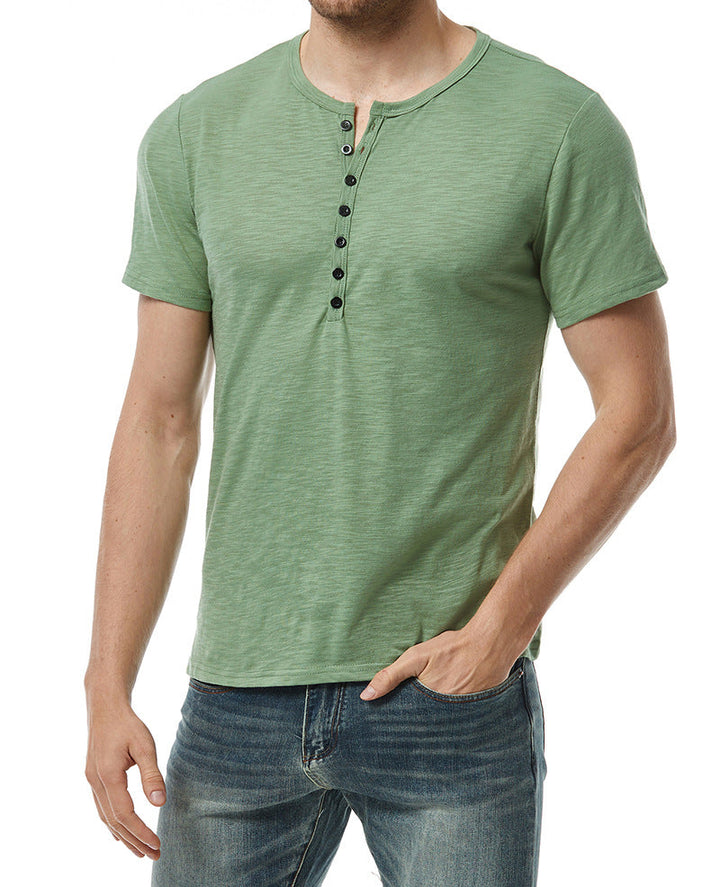Herren Kurzarm Knopf-Bei Henley Shirt W&W Mode
