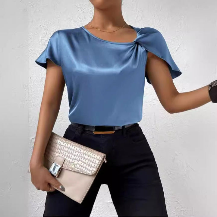 W&W Mode | Satin Twist einfarbiger lockerer vielseitiger Top