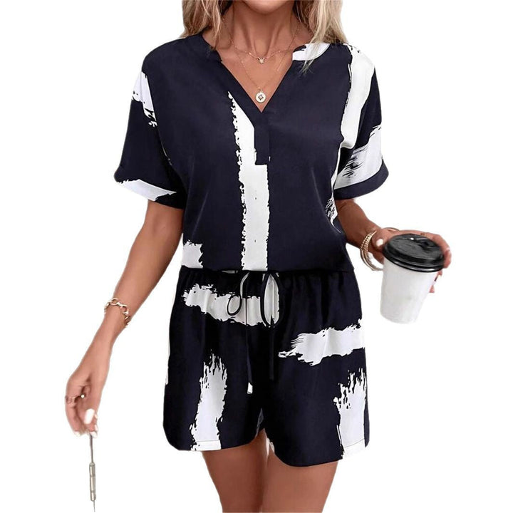 Damen lässiger Kurzanzug mit modernem V-Ausschnitt und stylishen Pockets W&W Mode