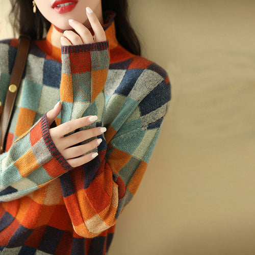 W&W Mode | Bunter Karierter Strickpullover