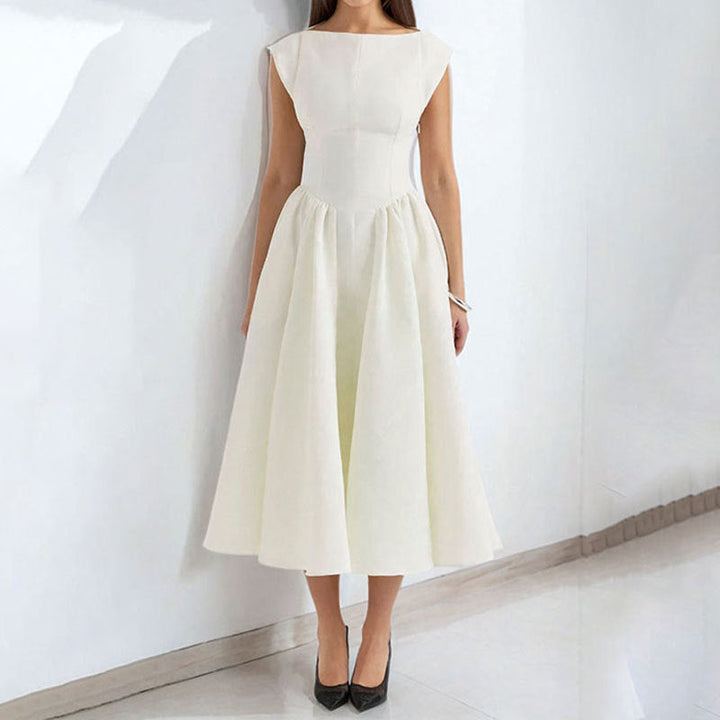 Damen Elegantes Midikleid mit tailliertem Oberteil und schwingendem Rock W&W Mode