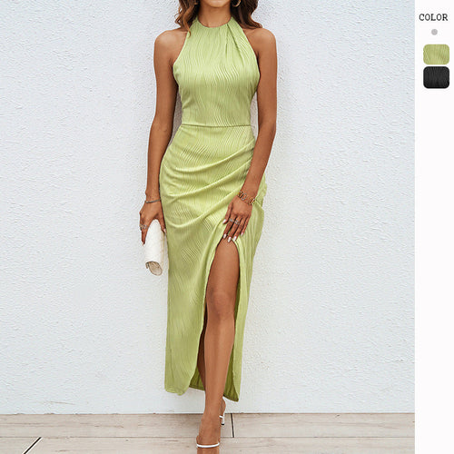 Damen Maxikleid mit hohem Schlitz und eleganter Raffung W&W Mode