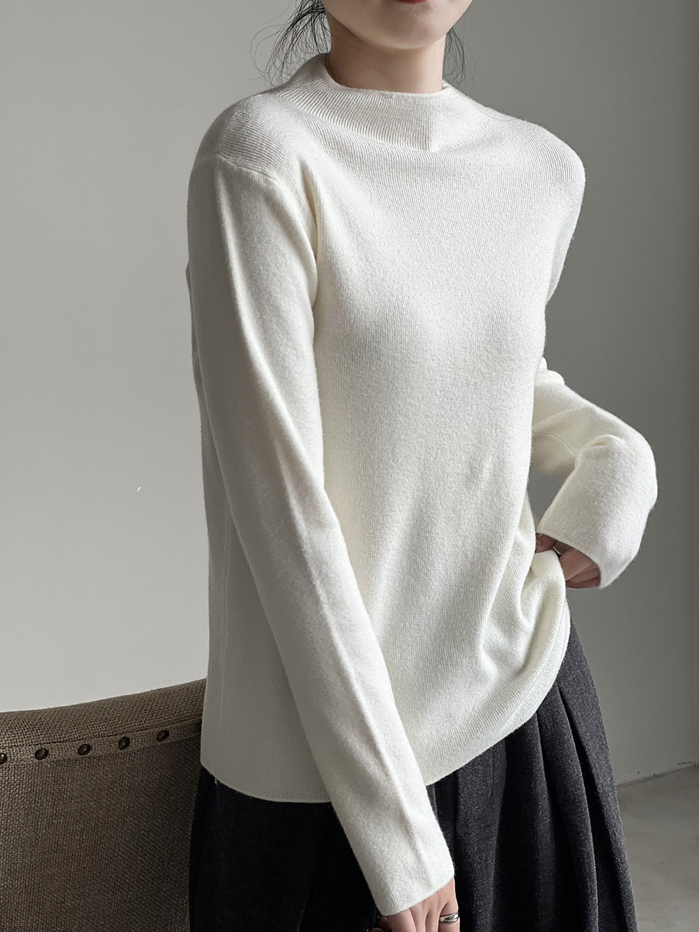 W&W Mode Halbturtleneck gebürsteter Soft-Touch-Pullover