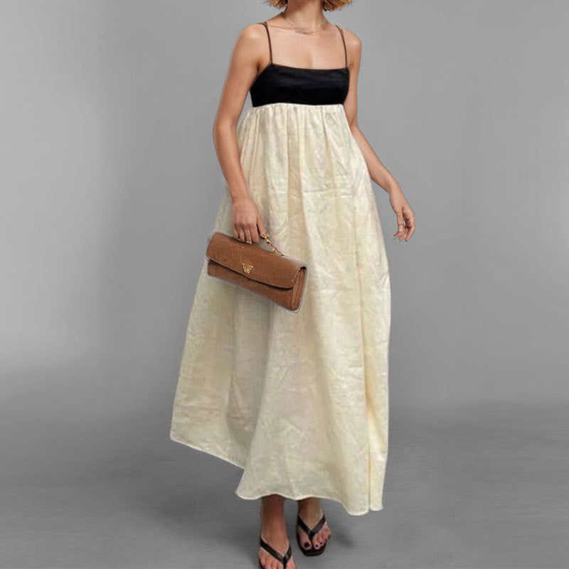 Damen Maxikleid mit kontrastierendem Oberteil und fließendem Unterteil W&W Mode